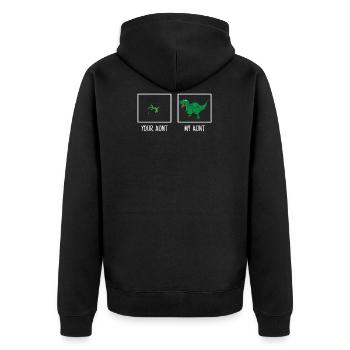 You Aunt, My Aunt Lizard Dinosaur Comparison Cool - Unisex Premium Bio Zip Hoodie - Schwarz - Hinten - Nico (187cm)