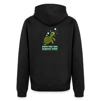 Tutles - Keep the Sea Plastic Free - Summer Beach - Unisex Premium Bio Zip Hoodie - Schwarz - Hinten - Nico (187cm)
