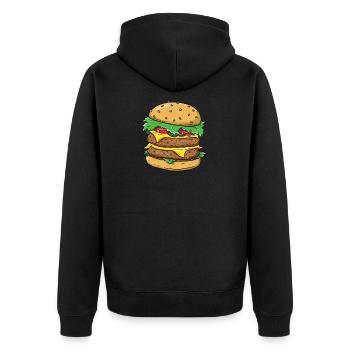Burger - Unisex Premium Bio Zip Hoodie - Schwarz - Hinten - Nico (187cm)