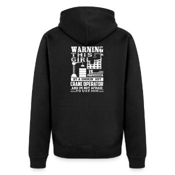 Geschützt von einem Smokin Hot Crane Operator - Unisex Premium Bio Zip Hoodie - Schwarz - Hinten - Nico (187cm)