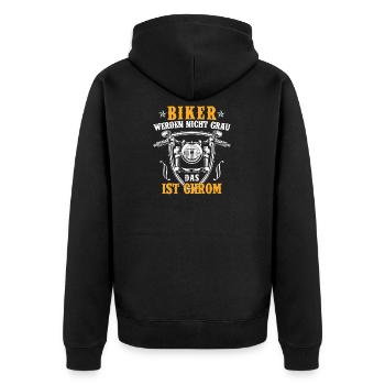 Biker werden nicht grau das ist Chrom Motorrad - Unisex Premium Bio Zip Hoodie - Schwarz - Hinten - Nico (187cm)