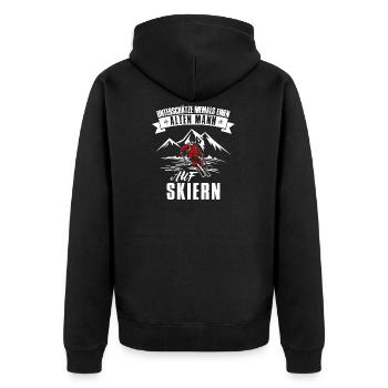 Unterschätze nie alten Mann auf Skiern - Unisex Premium Bio Zip Hoodie - Schwarz - Hinten - Nico (187cm)