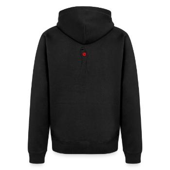 Sexy Dekollete Ausschnitt Busen Zeichnung - Unisex Premium Bio Zip Hoodie - Schwarz - Hinten - Nico (187cm)