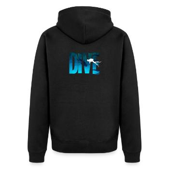 Dive - Tauchen, Taucher, Schnorcheln - Unisex Premium Bio Zip Hoodie - Schwarz - Hinten - Nico (187cm)