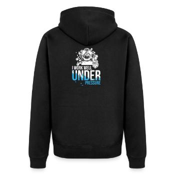 Work well under pressure - diving - Unisex Premium Organic Zip Hoodie - black - Back - Nico (187cm)