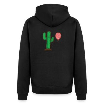 Cactus and balloon - love despite obstacle - Unisex Premium Organic Zip Hoodie - black - Back - Nico (187cm)