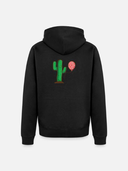 Kaktus und Luftballon - Liebe trotz Hindernis - Unisex Premium Bio Zip Hoodie - Schwarz