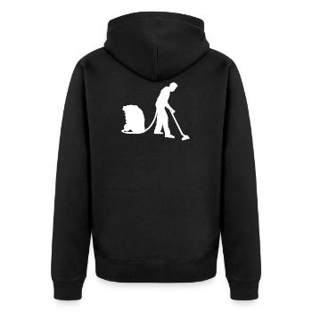 Hausmann der gerne Staubsaugen tut Staubsauger - Unisex Premium Bio Zip Hoodie - Schwarz - Hinten - Nico (187cm)