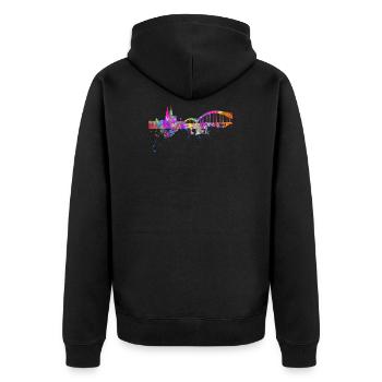 Köln Skyline Kölner Dom Deutzer Brücke Fan Bunt Kö - Unisex Premium Bio Zip Hoodie - Schwarz - Hinten - Nico (187cm)