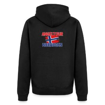 NORWEGEN - Angeltour - Norge Reise Geschenk - Unisex Premium Bio Zip Hoodie - Schwarz - Hinten - Nico (187cm)
