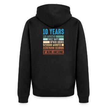 10 years 120 months 10 year old shirt - Unisex Premium Organic Zip Hoodie - black - Back - Nico (187cm)