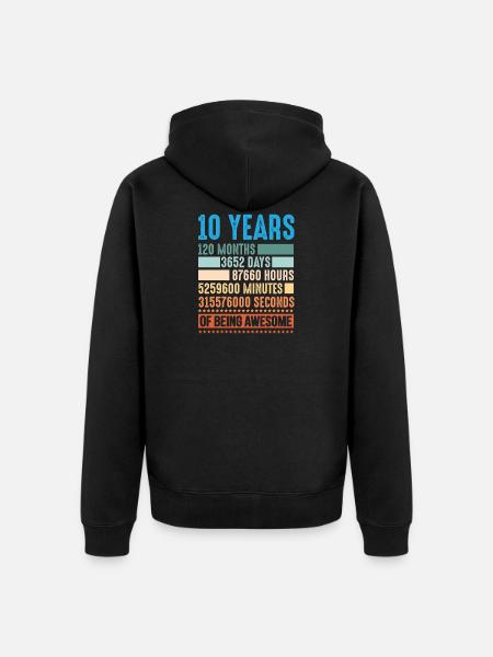 10 years 120 months 10 year old Shirt - Premium økologisk unisex-hættejakke - sort