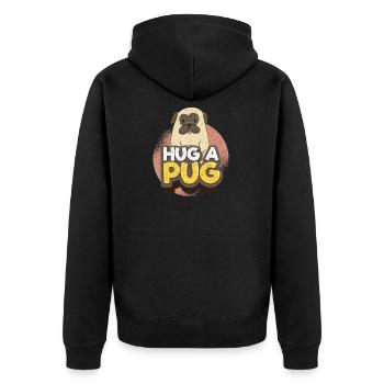 Mops - Unisex Premium Bio Zip Hoodie - Schwarz - Hinten - Nico (187cm)