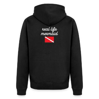 Tauchprodukte für Woman Real Life Mermaid - Unisex Premium Bio Zip Hoodie - Schwarz - Hinten - Nico (187cm)