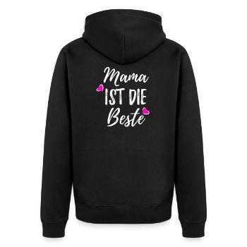 Mama Mutti - Unisex Premium Bio Zip Hoodie - Schwarz - Hinten - Nico (187cm)
