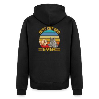 Best Cat Dad Ever British Shorthair Cat Kitten - Unisex Premium Organic Zip Hoodie - black - Back - Nico (187cm)