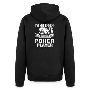 Poker Professioneller Pokerspieler - Unisex Premium Bio Zip Hoodie - Schwarz - Hinten - Nico (187cm)