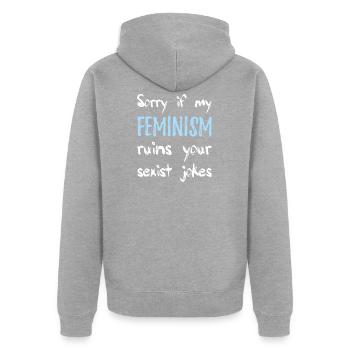 Feminismus FeministinFeminist - Unisex Premium Bio Zip Hoodie - Grau meliert - Hinten - Nico (187cm)