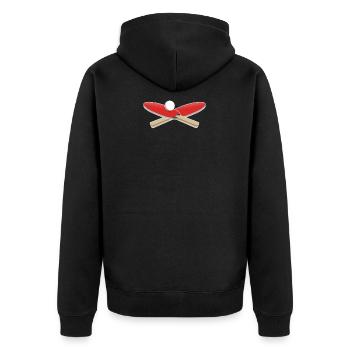 Tischtennisschläger mit Tischtennisball - Unisex Premium Bio Zip Hoodie - Schwarz - Hinten - Nico (187cm)