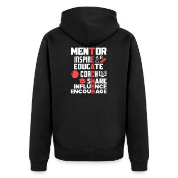 Lehrer Lehrer Mentor Inspire Educate - Unisex Premium Bio Zip Hoodie - Schwarz - Hinten - Nico (187cm)