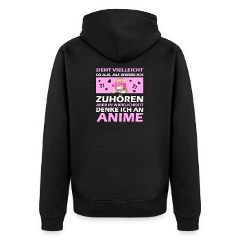Waifu japanese anime - aesthetic - Unisex Premium Bio Zip Hoodie - Schwarz - Hinten - Nico (187cm)