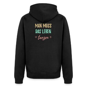 Tanzen - Unisex Premium Bio Zip Hoodie - Schwarz - Hinten - Nico (187cm)