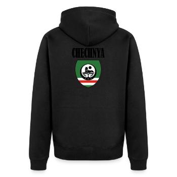 Drapeau tchétchène cool, vacances en Tchétchénie, fier tchétchène - Veste à capuche bio Premium Unisexe - noir - Dos - Nico (187cm)