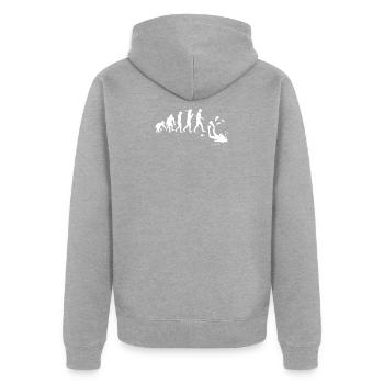 Tauchen Evolution - Unisex Premium Bio Zip Hoodie - Grau meliert - Hinten - Nico (187cm)