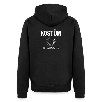 Kostuem Spruch Loading - Unisex Premium Bio Zip Hoodie - Schwarz - Hinten - Nico (187cm)