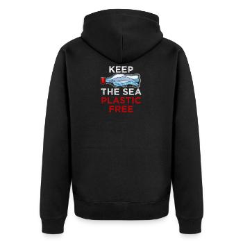 Save The Ocean Keep the Sea plastic free Meer Öko - Unisex Premium Organic Zip Hoodie - black - Back - Nico (187cm)