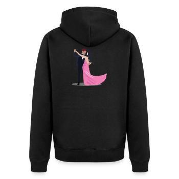 Dancing Silhouette Couple Dancers Romantic Dance - Unisex Premium Bio Zip Hoodie - Schwarz - Hinten - Nico (187cm)