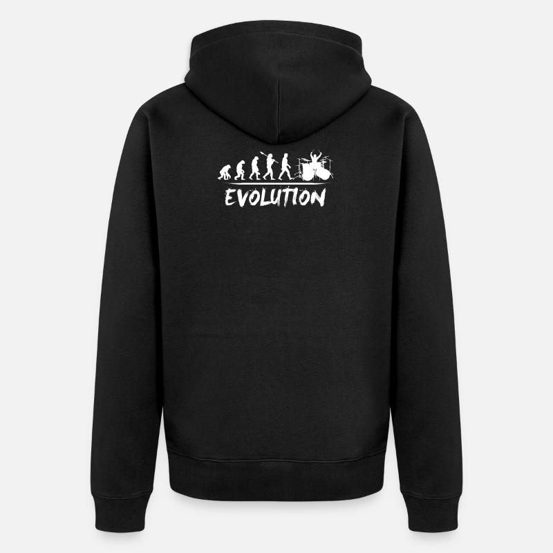 Schlagzeuger Evolution Musik - Unisex Premium Bio Zip Hoodie - Schwarz