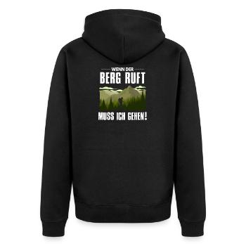 Wenn der Berg ruft muss ich gehen - Unisex Premium Bio Zip Hoodie - Schwarz - Hinten - Nico (187cm)
