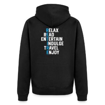 pensioner - Unisex Premium Organic Zip Hoodie - black - Back - Nico (187cm)