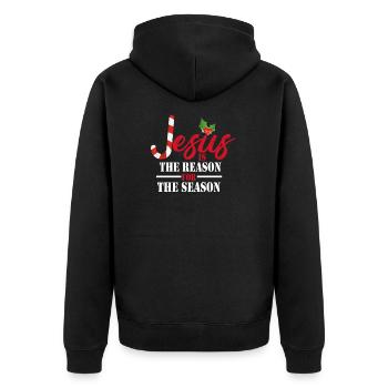 Jésus est la raison de la saison - Veste à capuche bio Premium Unisexe - noir - Dos - Nico (187cm)