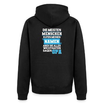 Rentner 2020 Ruhestand Rente - Unisex Premium Bio Zip Hoodie - Schwarz - Hinten - Nico (187cm)