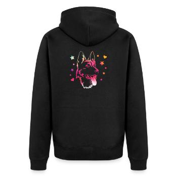 Deutscher Schäferhund - Unisex Premium Bio Zip Hoodie - Schwarz - Hinten - Nico (187cm)