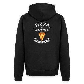 pizza - Unisex Premium Organic Zip Hoodie - black - Back - Nico (187cm)
