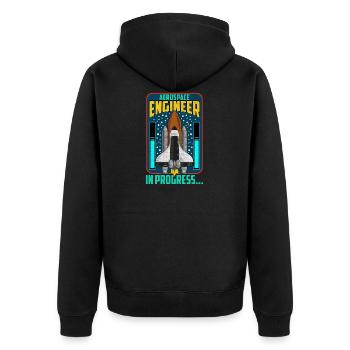 Luft- und Raumfahrtingenieur in Bearbeitung… Raumschiffrakete - Unisex Premium Bio Zip Hoodie - Schwarz - Hinten - Nico (187cm)