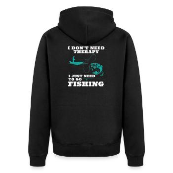 I Don't Need Therapy I Just Need To Go Fishing fis - Unisex Premium Bio Zip Hoodie - Schwarz - Hinten - Nico (187cm)