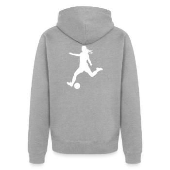 soccer féminin - Veste à capuche bio Premium Unisexe - gris chiné - Dos - Nico (187cm)