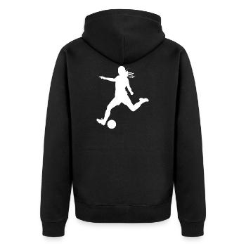 Frauenfußball - Unisex Premium Bio Zip Hoodie - Schwarz - Hinten - Nico (187cm)