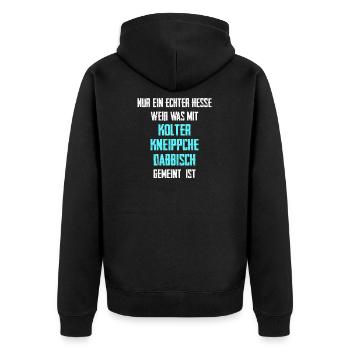 kolter kneipsche dabbisch Hessische Sprüche Hessen - Unisex Premium Bio Zip Hoodie - Schwarz - Hinten - Nico (187cm)