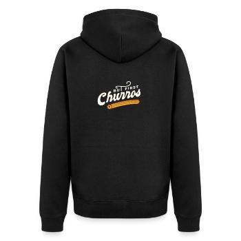 But First Churros Espagne Bonbons pâtisseries - Veste à capuche bio Premium Unisexe - noir - Dos - Nico (187cm)