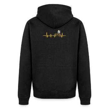 Heartbeat bee beekeeper - Unisex Premium Organic Zip Hoodie - black - Back - Nico (187cm)