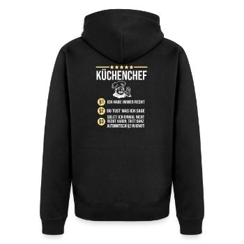 Küchenchef - Unisex Premium Bio Zip Hoodie - Schwarz - Hinten - Nico (187cm)