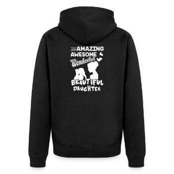 Tochter Awesome Wonderful Daughter - Unisex Premium Bio Zip Hoodie - Schwarz - Hinten - Nico (187cm)