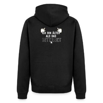 Ich bin älter als das Internet - Unisex Premium Bio Zip Hoodie - Schwarz - Hinten - Nico (187cm)