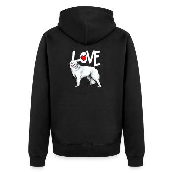 LOVE - Maremmano Abruzzese Shepherd Dog - Unisex Premium Organic Zip Hoodie - black - Back - Nico (187cm)