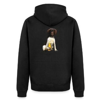 Petit Münsterländer - Cheers - Veste à capuche bio Premium Unisexe - noir - Dos - Nico (187cm)